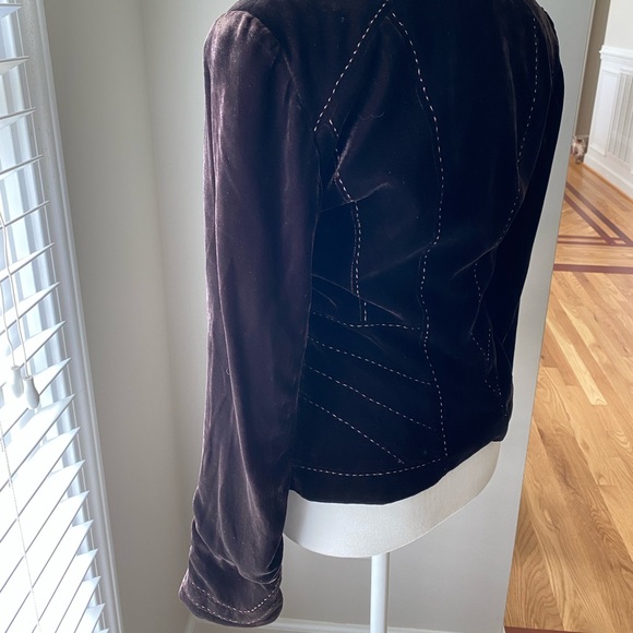 Elie Tahari Blazer - Chocolate Brown, Crushed Velvet - Picture 5 of 7